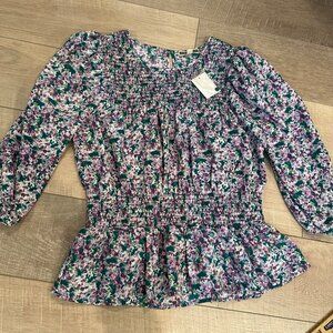 PLEIONE WOMENS MEDIUM FLORAL PURPLE BLOUSE NEW WITH TAG